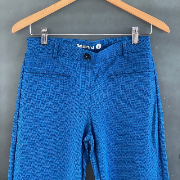 Betabrand Dress Pant Yoga Pants Blue Geometric Work Pants Size S - Picture 2 of 5